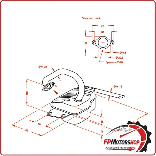MARMITTA SILENZIATORE TERMINALE DI SCARICO SITO PER PIAGGIO APE 50 0220