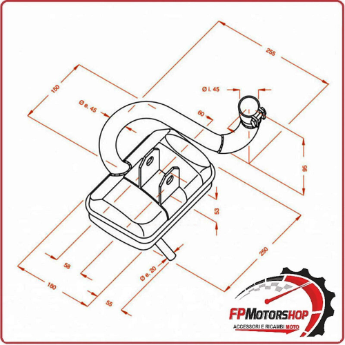 MARMITTA SILENZIATORE TERMINALE DI SCARICO SITO PER PIAGGIO VESPA P 200 E 0232