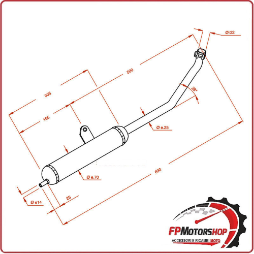 MARMITTA SILENZIATORE TERMINALE DI SCARICO SITO PER PIAGGIO SI/BOSS 0249