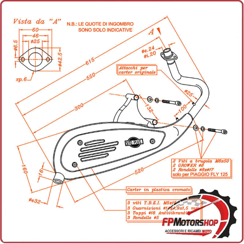 MARMITTA SILENZIATORE TERMINALE DI SCARICO SITO PER PIAGGIO LIBERTY 125/150/200