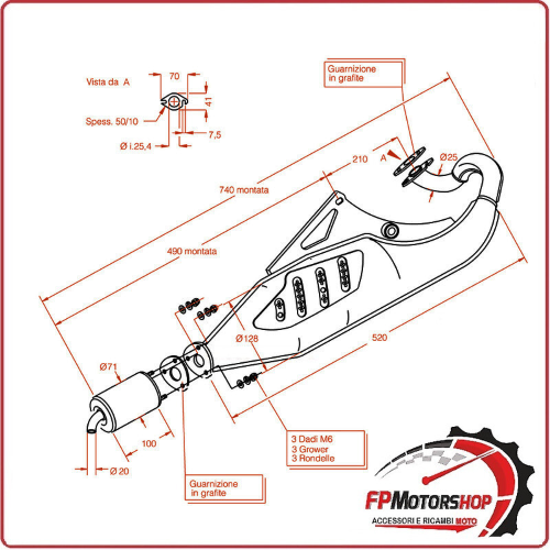 MARMITTA SILENZIATORE TERMINALE DI SCARICO SITO PER APRILIA SR 50 WWW 97-02 0571
