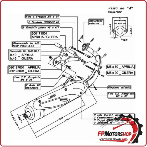 MARMITTA SILENZIATORE TERMINALE SCARICO SITO PER APRILIA SR 50 R FACTORY 04-12