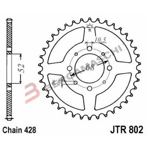 CORONA PER TRASMISSIONE MOTO JT 802 Z36 JTR802.36 36 DENTI ACCIAIO PASSO 428