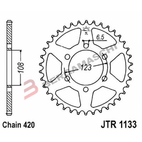 CORONA PER TRASMISSIONE MOTO JT 1133 Z52 JTR1133.52 52 DENTI ACCIAIO PASSO 420