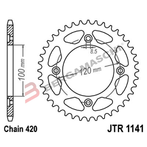 CORONA PER TRASMISSIONE MOTO JT 1141 Z50 JTR1141.50 50 DENTI ACCIAIO PASSO 420