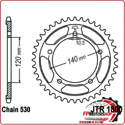 CORONA PER TRASMISSIONE MOTO JT 1800 Z42 ZBK ZINCATA NERA JTR1800.42ZBK 42 DENTI