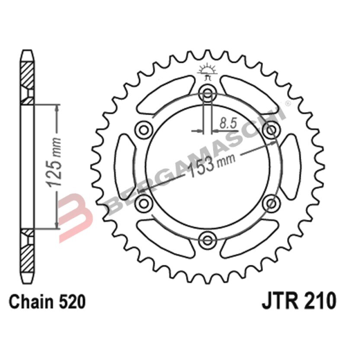 CORONA PER TRASMISSIONE MOTO JT 210 Z45 SC JTR210.45SC 45 DENTI ACCIAIO HONDA XR