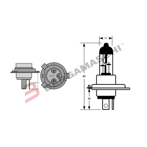 LAMPADA LAMPADINA H4 12V 60/55W ALOGENA P43T PER AUTO MOTO SCOOTER