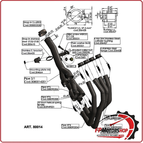 KIT COLLETTORI SCARICO RACING PER KAWASAKI Z900 20- LEOVINCE 80014